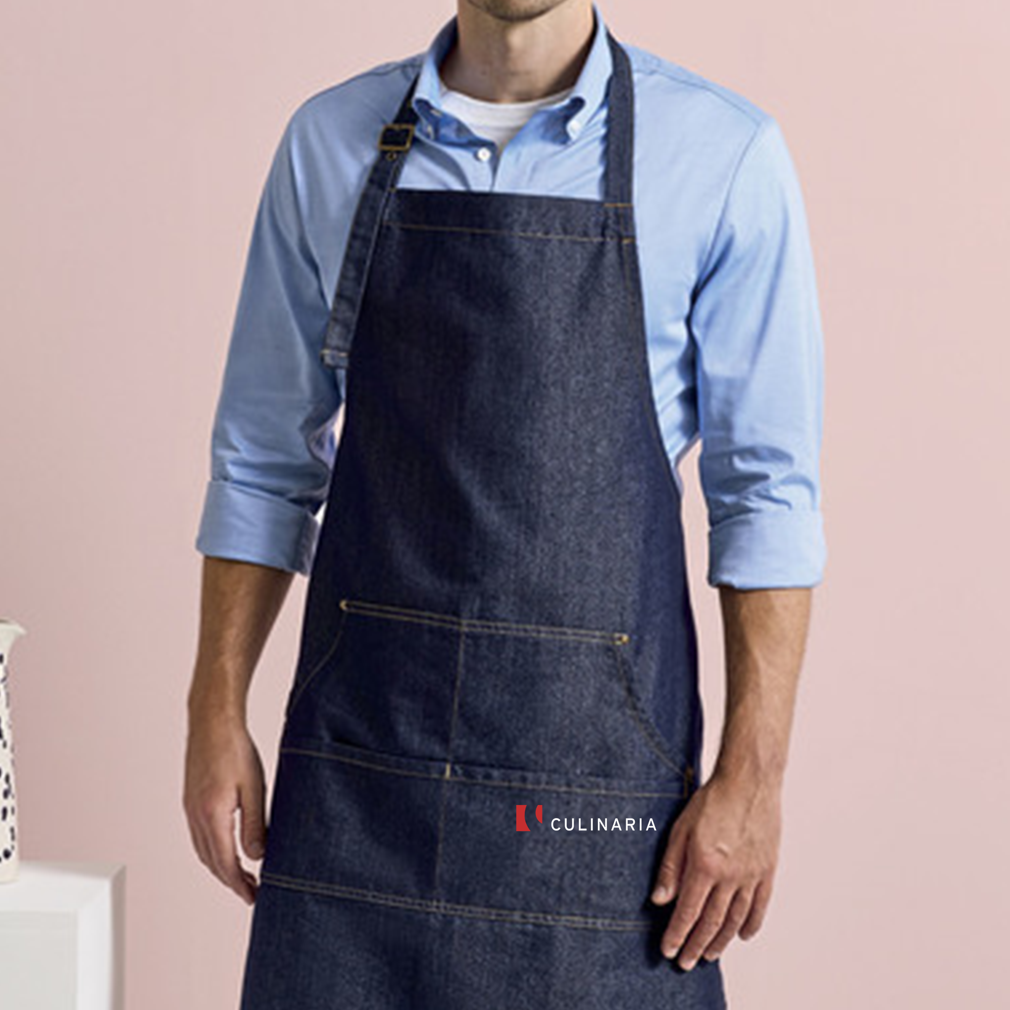 Jeans Stitch Denim Bib Apron